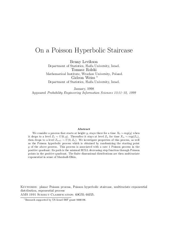 (PDF) Properties of Poisson Hyperbolic Staircase Processes