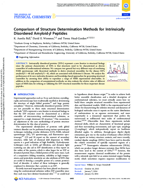 (PDF) Comparison of Structure Determination Methods for Intrinsically ...