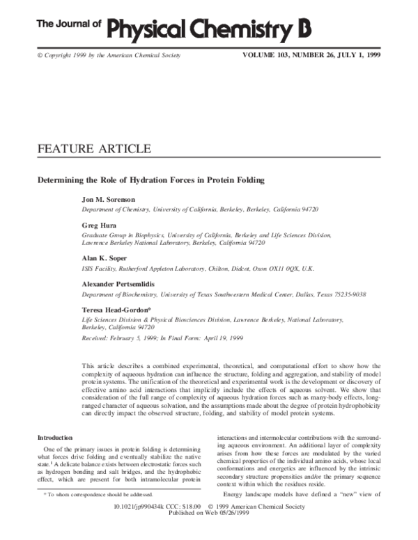 (PDF) Determining the Role of Hydration Forces in Protein Folding