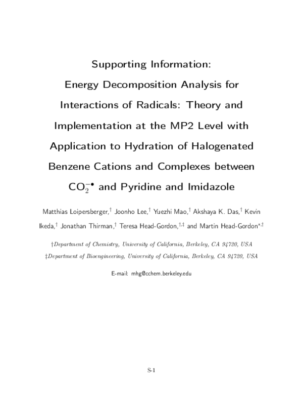 (PDF) Energy Decomposition Analysis for Interactions of Radicals ...