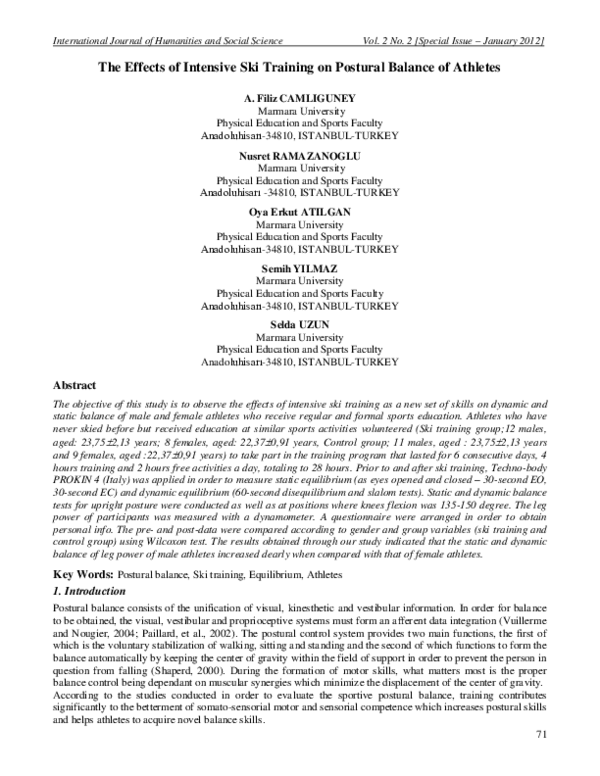 (PDF) The Effects of Intensive Ski Training on Postural Balance of Athletes
