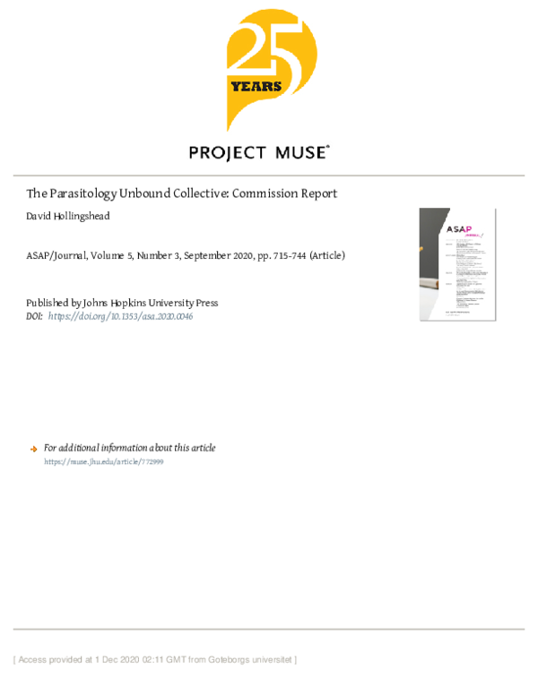 (PDF) The Parasitology Unbound Collective: Commission Report