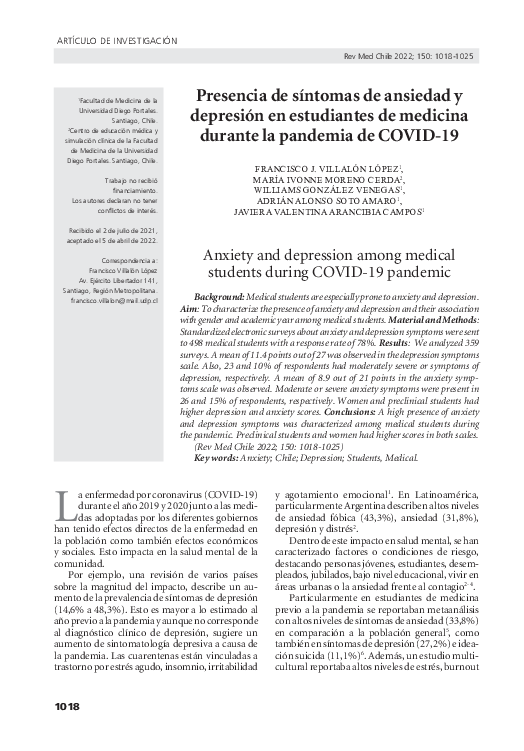 (PDF) Presencia de síntomas de ansiedad y depresión en estudiantes de ...