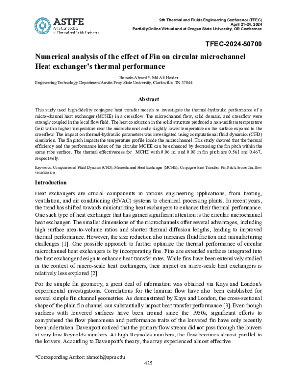 (PDF) Numerical analysis of the effect of Fin on circular microchannel ...