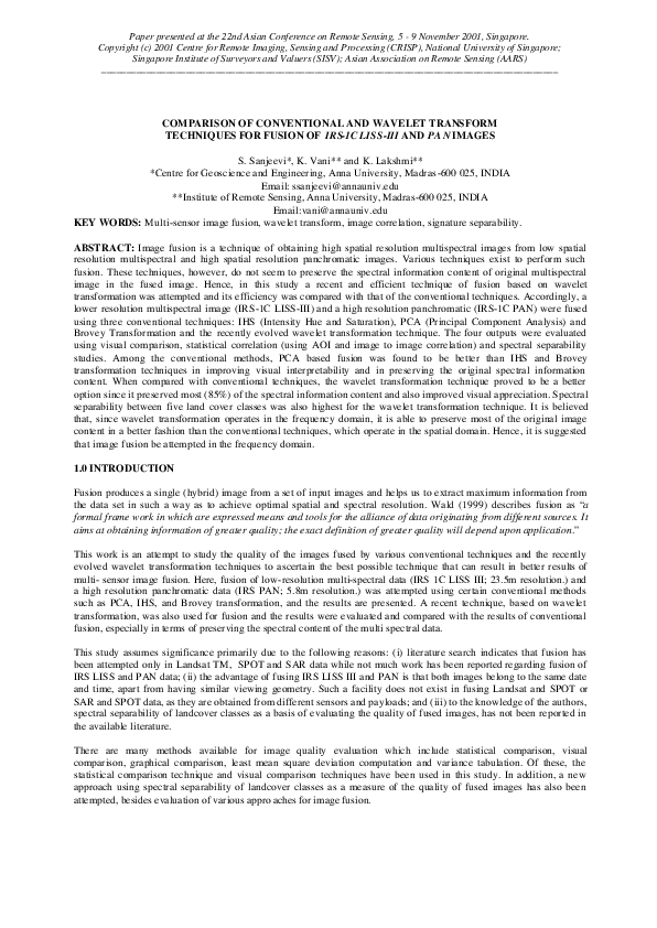 (PDF) Comparison of conventional and wavelet transform techniques for ...