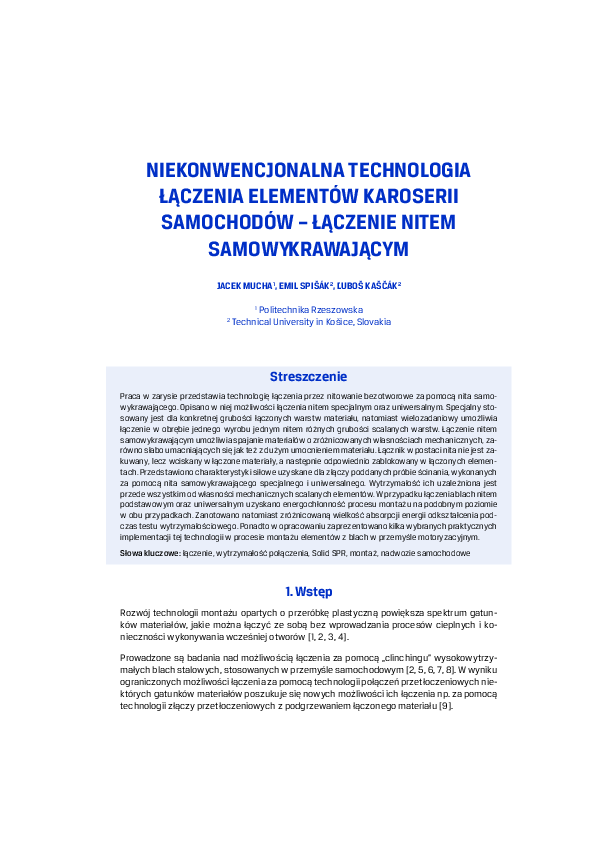 (PDF) Niekonwencjonalna technologia łączenia elementów karoserii ...
