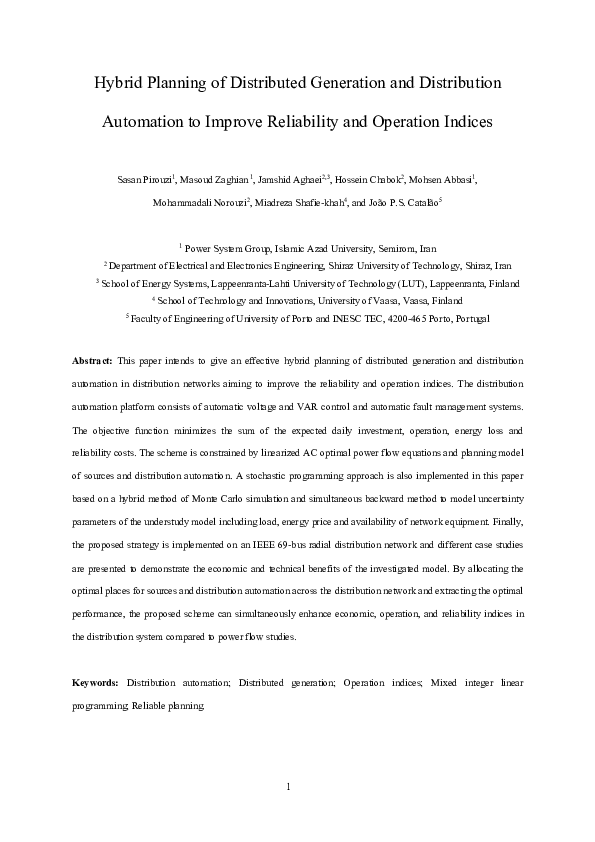 (PDF) Hybrid planning of distributed generation and distribution ...