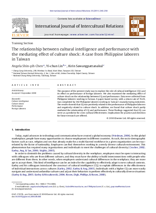 (PDF) The relationship between cultural intelligence and performance ...