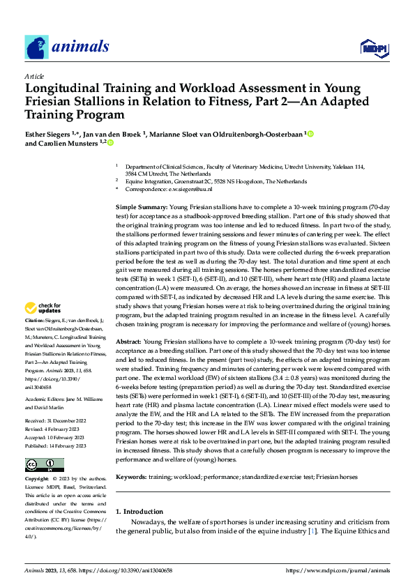 (PDF) Longitudinal Training and Workload Assessment in Young Friesian ...