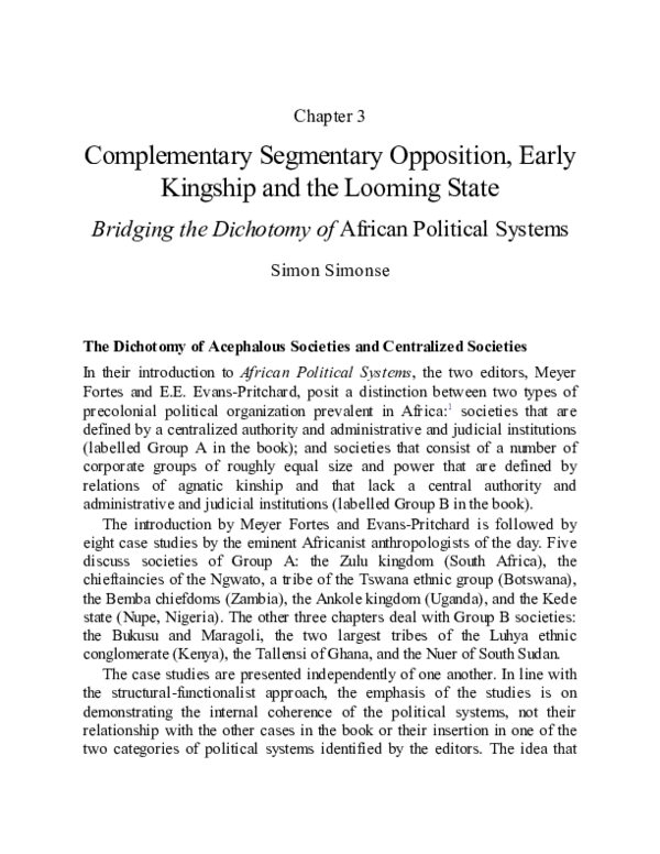 (PDF) Complementary Segmentary Opposition, Early Kingship and the ...
