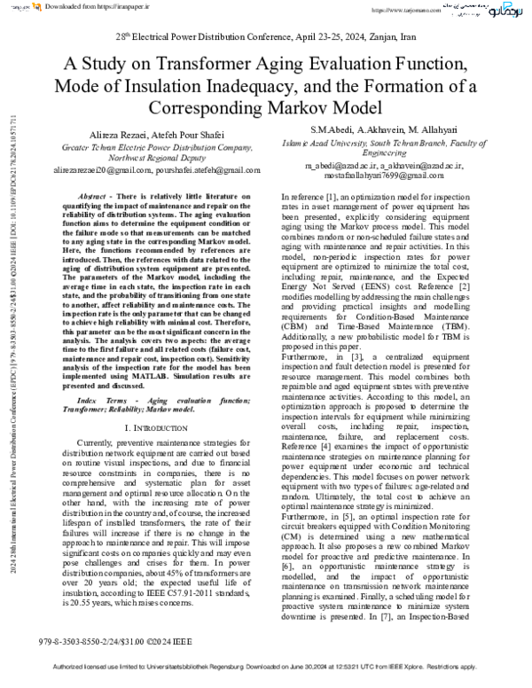 (PDF) A Study on Transformer Aging Evaluation Function, Mode of ...