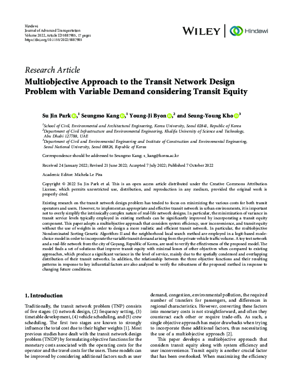 (PDF) Multiobjective Approach to the Transit Network Design Problem ...