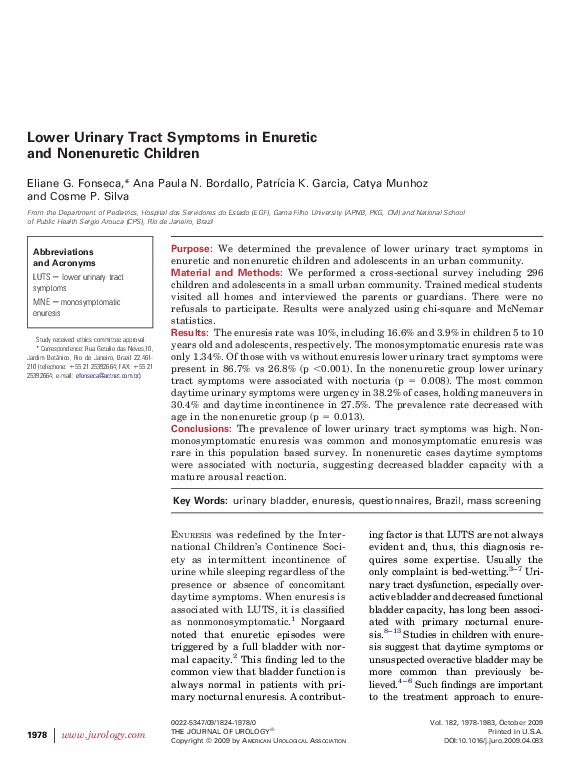 (PDF) Lower Urinary Tract Symptoms in Enuretic and Nonenuretic Children