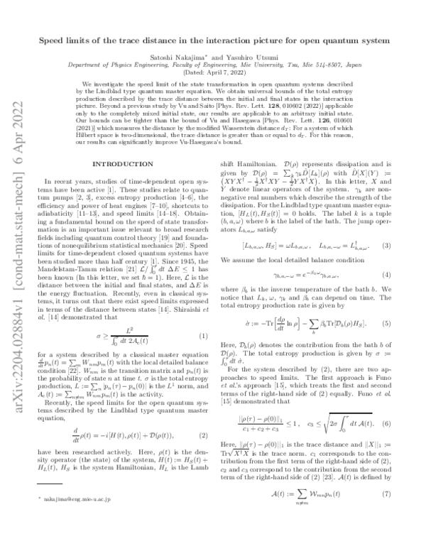 (PDF) Speed limits of the trace distance in the interaction picture for ...