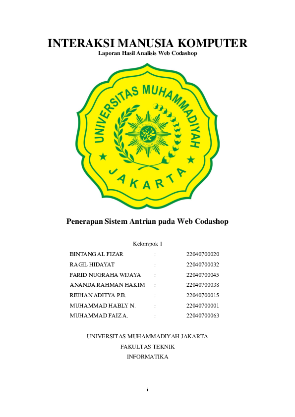 (PDF) Laporan Akhir Hasil Analisis Web CodaShop