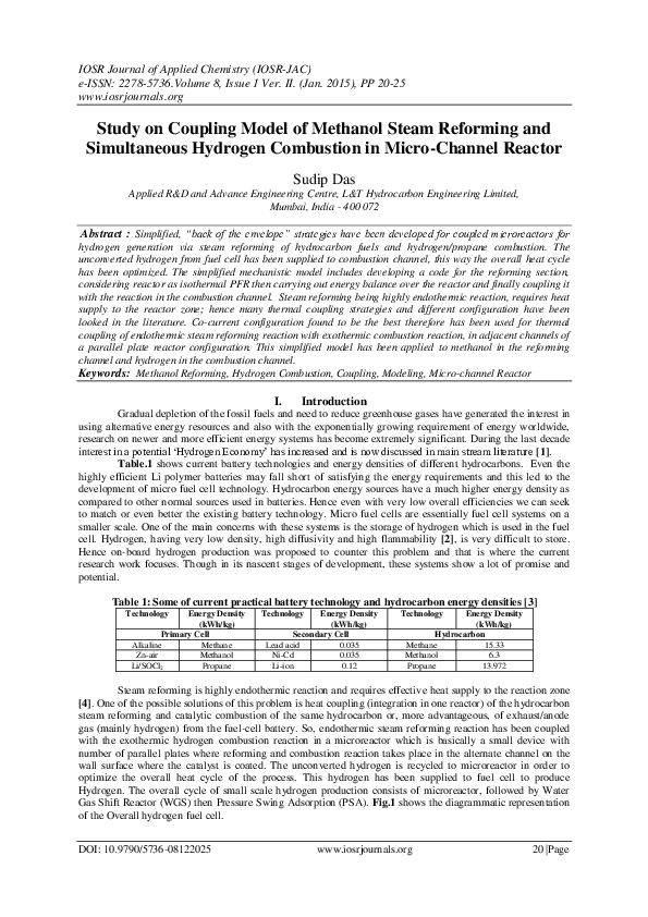 (PDF) Study on Coupling Model of Methanol Steam Reforming and ...