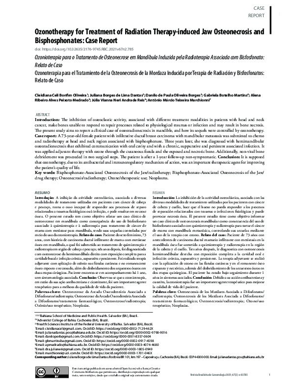 (PDF) Ozonotherapy for Treatment of Radiation Therapy-induced Jaw ...
