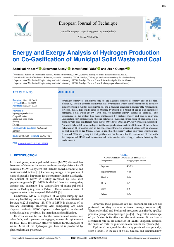 (PDF) Energy and exergy analysis of hydrogen production on co ...