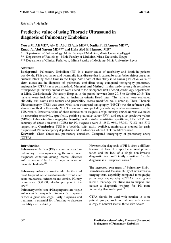 (PDF) Predictive value of using Thoracic Ultrasound in diagnosis of ...