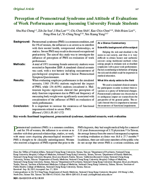 (PDF) Perception of premenstrual syndrome and attitude of evaluations ...