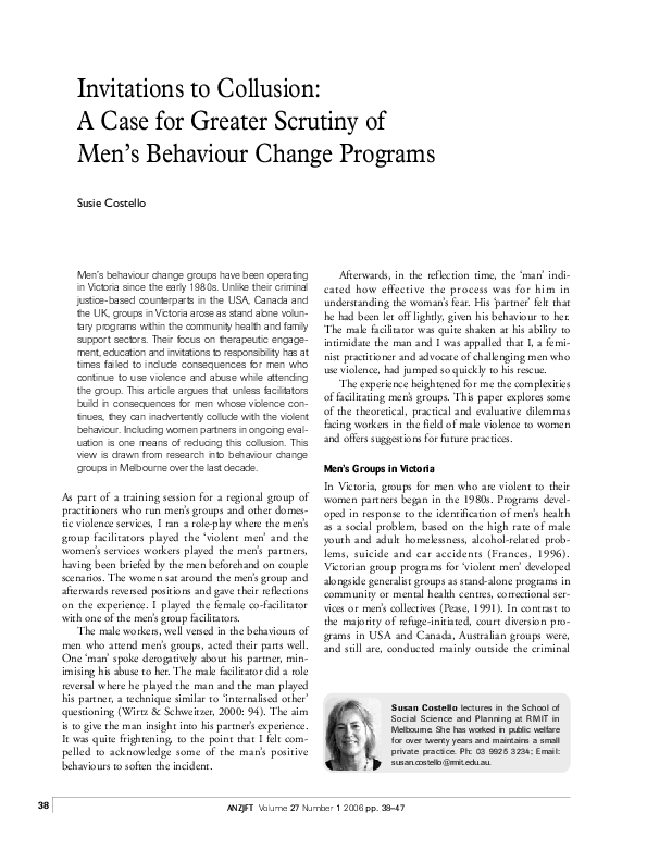 (PDF) Invitations to Collusion: A Case for Greater Scrutiny of Men's ...