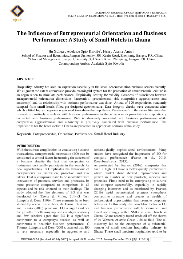 (PDF) The Influence of Entrepreneurial Orientation and Organizational ...
