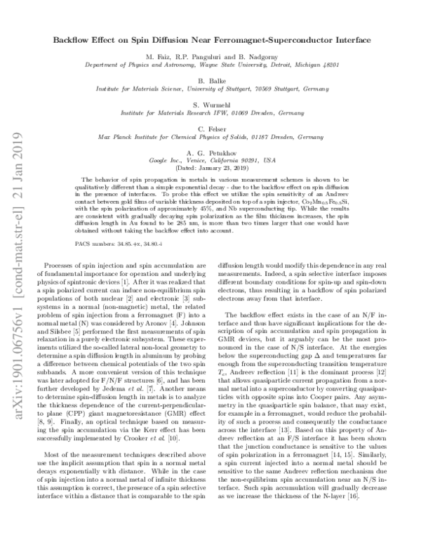 (PDF) Backflow Effect on Spin Diffusion Near Ferromagnet-Superconductor ...
