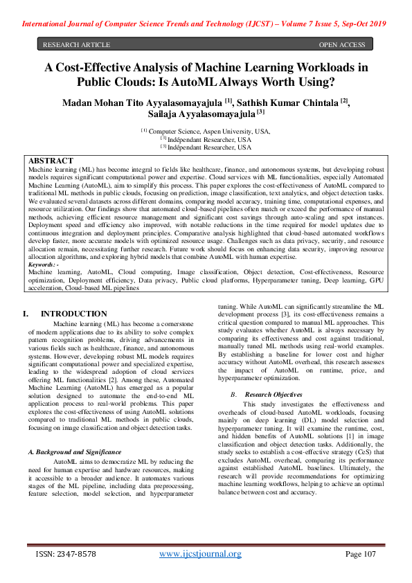 (PDF) A Cost-Effective Analysis of Machine Learning Workloads in Public ...