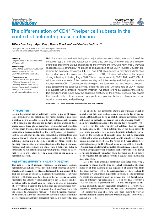 (PDF) The Differentiation of CD4+ T-Helper Cell Subsets in the Context ...