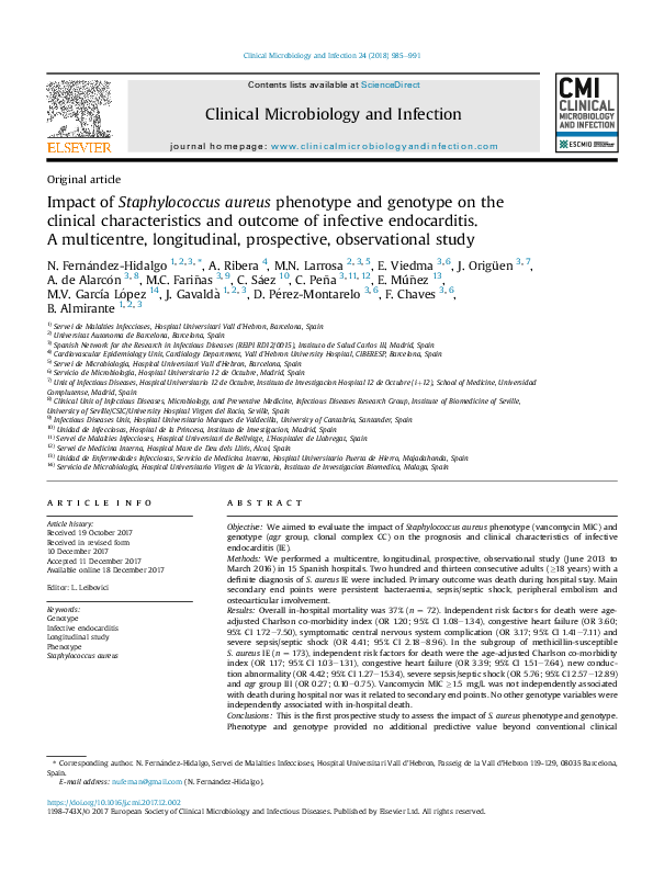 (PDF) Impact of Staphylococcus aureus phenotype and genotype on the ...