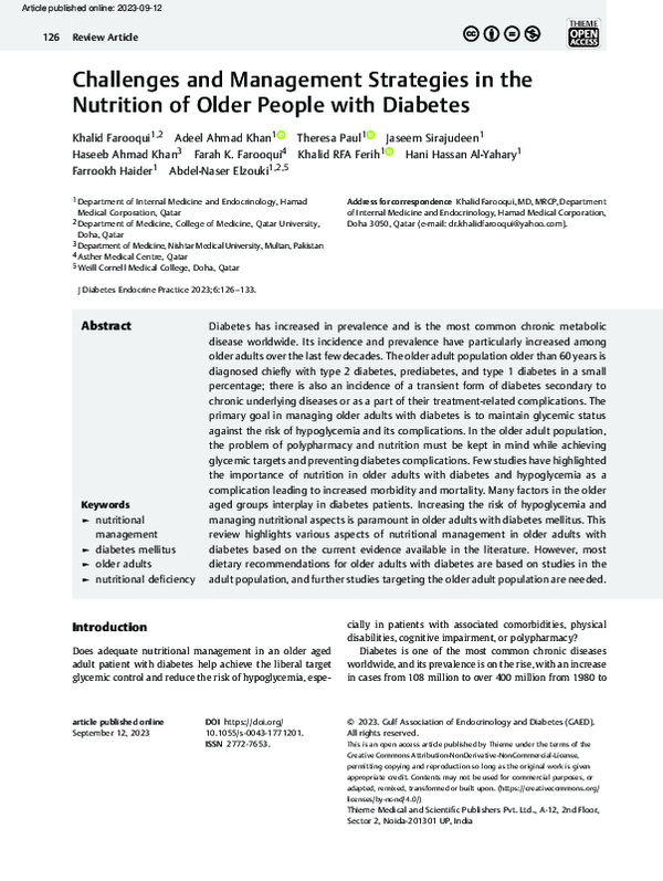 (PDF) Challenges and Management Strategies in the Nutrition of Older ...