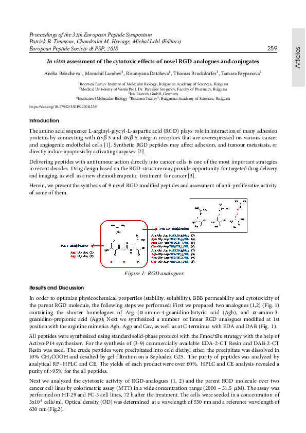 (PDF) In vitro assessment of the cytotoxic effects of novel RGD ...