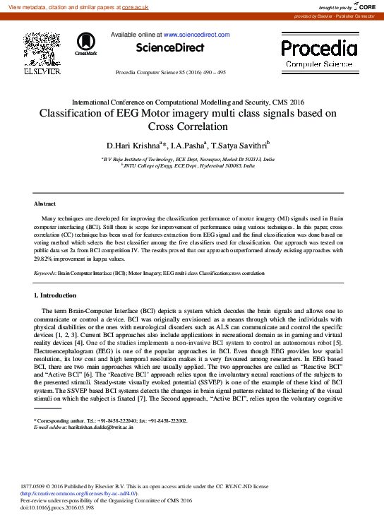 (PDF) Classification of EEG Motor Imagery Multi Class Signals Based on ...