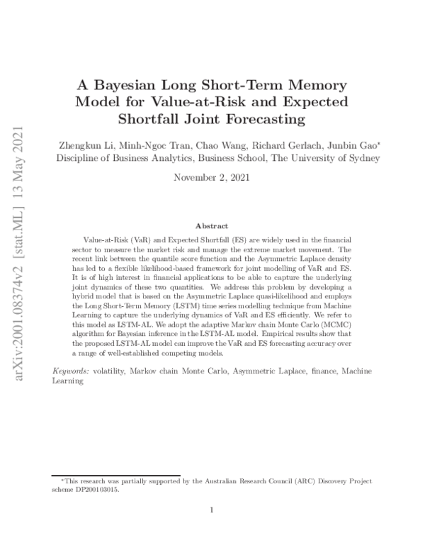 (PDF) A Bayesian Long Short-Term Memory Model for Value at Risk and ...