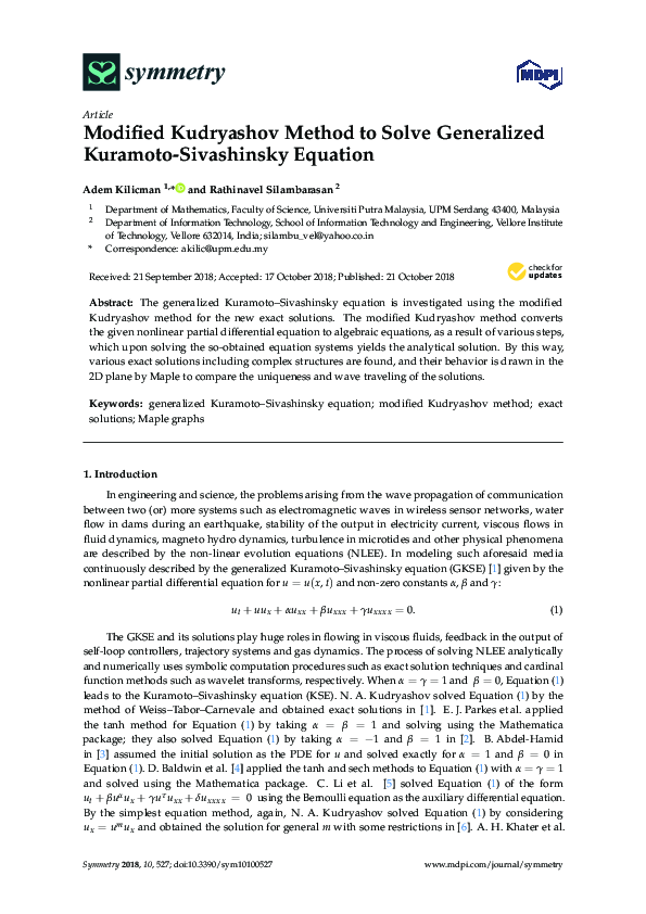 (PDF) Modified Kudryashov Method to Solve Generalized Kuramoto ...