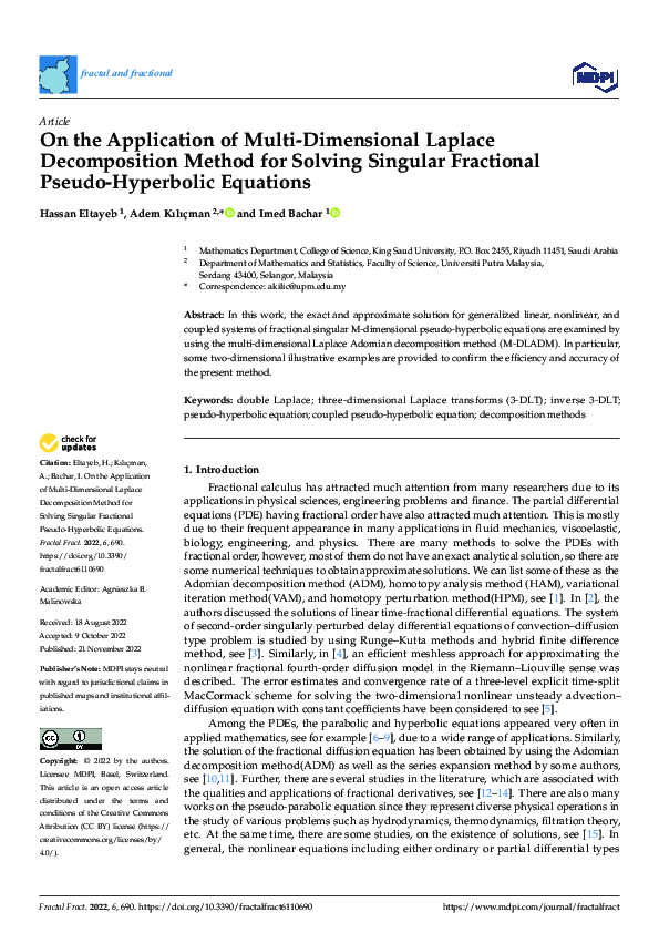 (PDF) On the Application of Multi-Dimensional Laplace Decomposition ...
