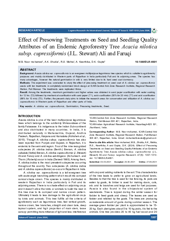 (PDF) Effect of Presowing Treatments on Seed and Seedling Quality ...