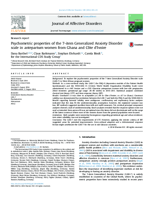 (PDF) Psychometric properties of the 7-item Generalized Anxiety ...