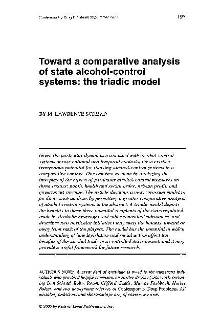 (PDF) Toward a Comparative Analysis of State Alcohol-Control Systems ...