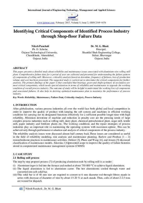 (PDF) Identifying Critical Components of Identified Process Industry