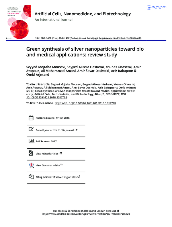 (PDF) Green synthesis of silver nanoparticles toward bio and medical ...