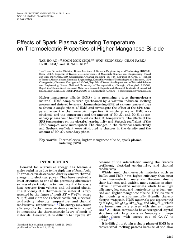 (PDF) Effects of spark plasma sintering temperature on densification ...