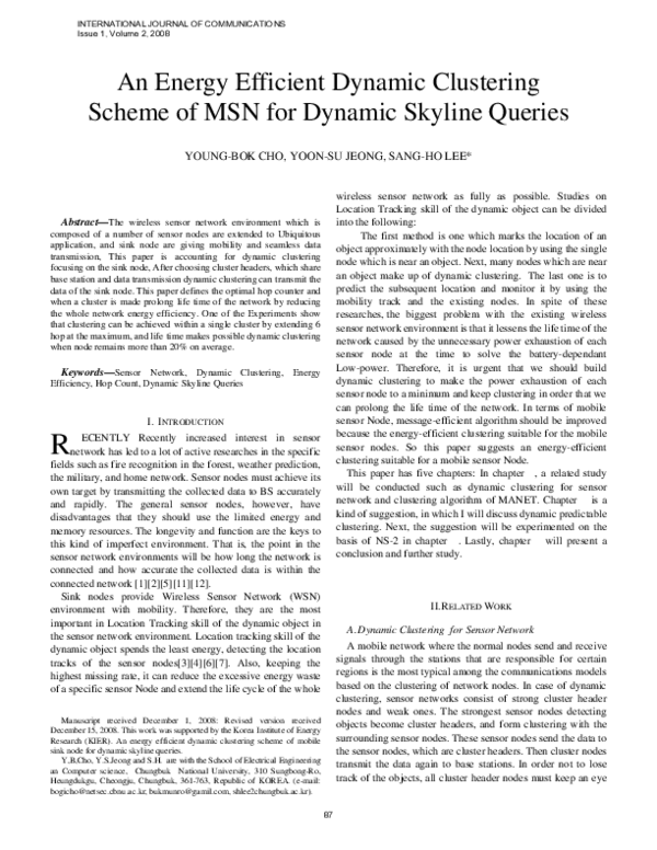 (PDF) An Energy Efficient Dynamic Clustering Scheme of MSN for Dynamic ...