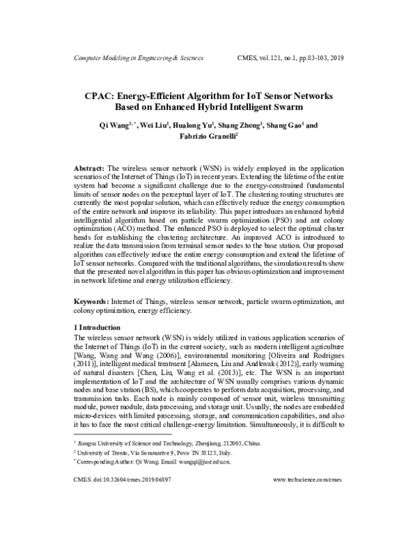 (PDF) Energy efficient IoT based on wireless sensor networks