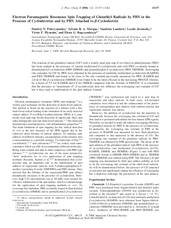 (PDF) Electron paramagnetic resonance spin trapping investigation into ...