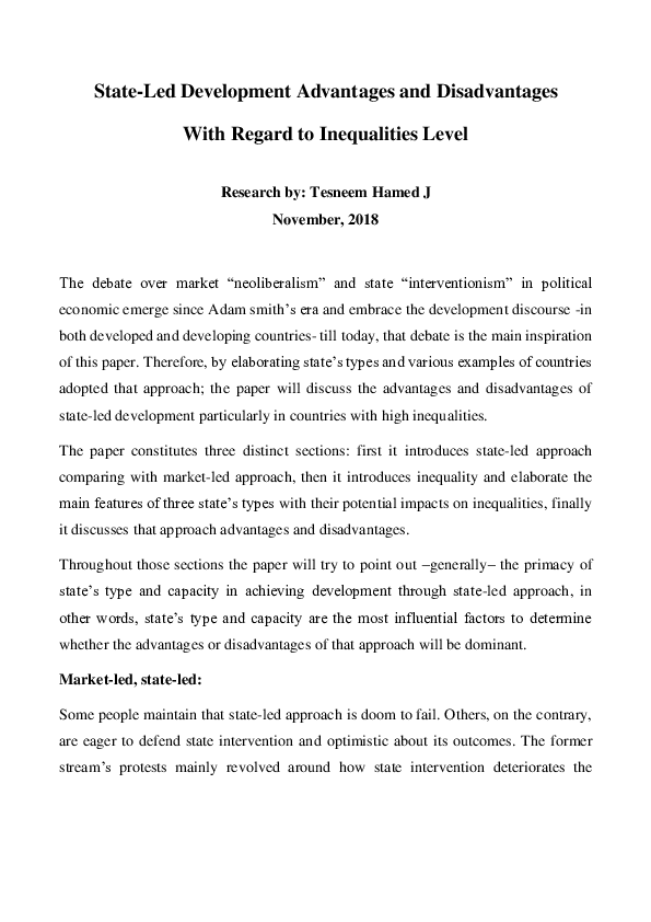 (PDF) State-Led Development Advantages and Disadvantages With Regard to ...