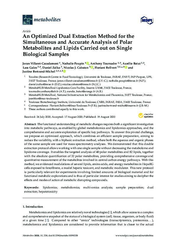 (PDF) An Optimized Dual Extraction Method for the Simultaneous and ...