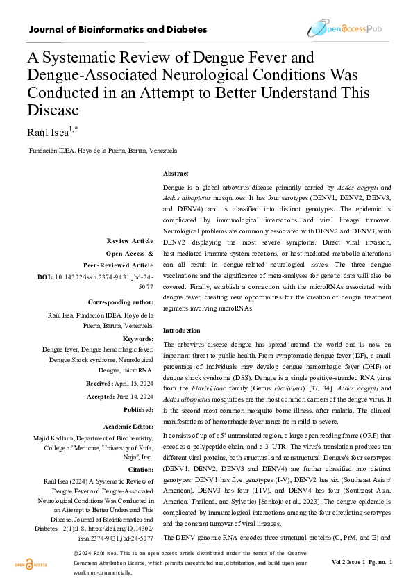(PDF) A Systematic Review of Dengue Fever and Dengue-Associated ...