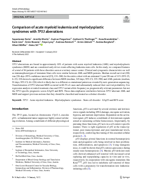 (PDF) Comparison of acute myeloid leukemia and myelodysplastic ...