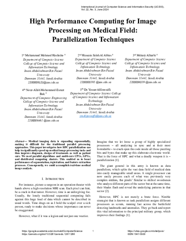 (PDF) High Performance Computing for Image Processing on Medical Field ...